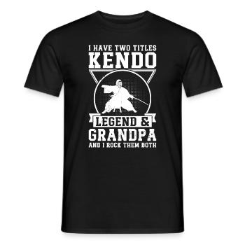 I have two titles Kendo Legend & Grandpa Kendo Fig - Männer T-Shirt - Schwarz - Vorne - AI Model Male 178 light (178cm)