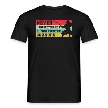 Never underestimate a Kendo Fighter grandpa Kendo - Men's T-Shirt - black - Front - AI Model Male 178 light (178cm)