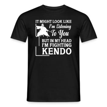 Lutteur de Kendo - mais dans ma tête, je me bats contre le Kendo - T-shirt homme - noir - Devant - AI Model Male 178 light (178cm)