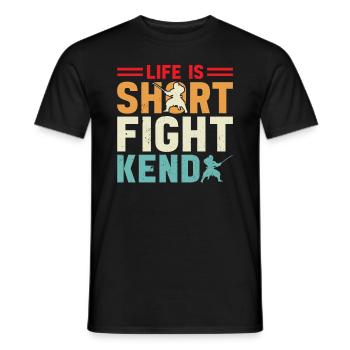 Japanese Kendo Martial Arts - Life is short fight - Männer T-Shirt - Schwarz - Vorne - AI Model Male 178 light (178cm)