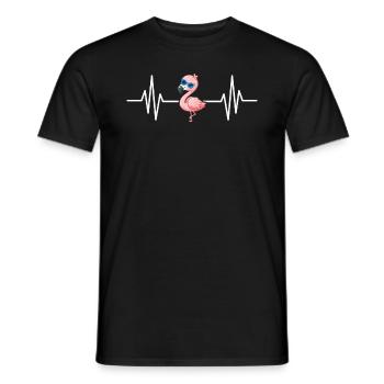 Pink Flamingo Lover Flamingo Heartbeat Cute Flamin - Männer T-Shirt - Schwarz - Vorne - AI Model Male 178 light (178cm)