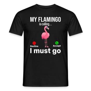 Mon flamant rose m’appelle, je dois y aller - Funny Flamingo - T-shirt homme - noir - Devant - AI Model Male 178 light (178cm)
