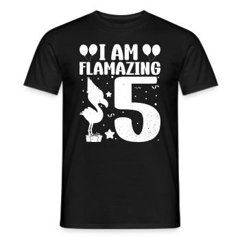 Je suis Flamazing 5 ans Flamingo Anniversaire - T-shirt homme - noir - Devant - AI Model Male 178 light (178cm)