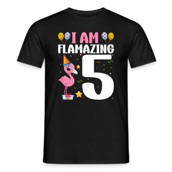 Je suis Flamazing 5 ans Flamingo 5ème anniversaire - T-shirt homme - noir - Devant - AI Model Male 178 light (178cm)