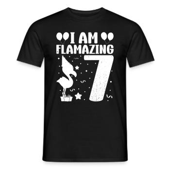 Je suis Flamazing 7 ans Flamingo Anniversaire - T-shirt homme - noir - Devant - AI Model Male 178 light (178cm)