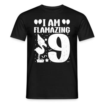 Je suis Flamazing 9 ans Flamingo Anniversaire - T-shirt homme - noir - Devant - AI Model Male 178 light (178cm)