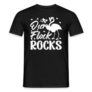 Our Flock Rocks - Flamingo Lover Funny Flamingo - Men's T-Shirt - black - Front - AI Model Male 178 light (178cm)