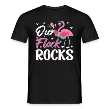 Our Flock Rocks - Pink Flamingo Funny Flamingo - Men's T-Shirt - black - Front - AI Model Male 178 light (178cm)