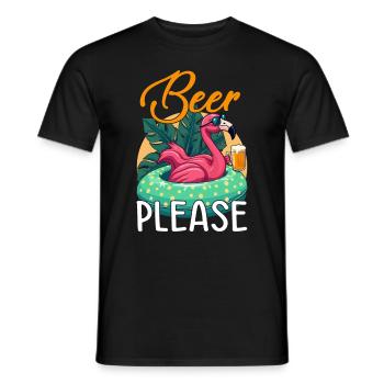 Party Flamingo Beer please Funny Flamingo Party - Men's T-Shirt - black - Front - AI Model Male 178 light (178cm)