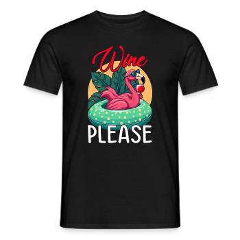 Party Flamingo Wine please Funny Flamingo Party - Men's T-Shirt - black - Front - AI Model Male 178 light (178cm)