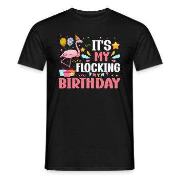 C’est mon anniversaire de flocage Flamingo Party Flamingo - T-shirt homme - noir - Devant - AI Model Male 178 light (178cm)