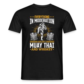 Tout avec modération sauf le Muay Thai et - T-shirt homme - noir - Devant - AI Model Male 178 light (178cm)