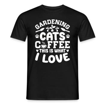 Jardinage chats café c’est ce que j’aime - - T-shirt homme - noir - Devant - AI Model Male 178 light (178cm)