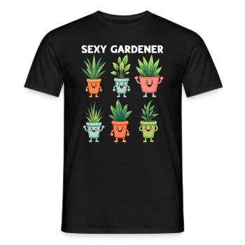 Amoureux des plantes Jardinage drôle - Jardinier sexy - T-shirt homme - noir - Devant - AI Model Male 178 light (178cm)