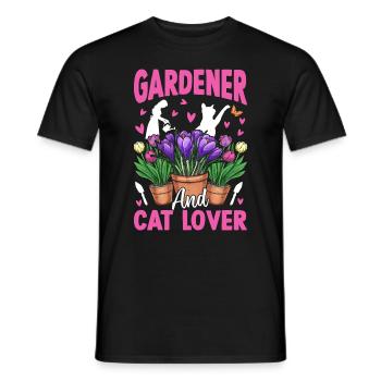 Gardener and cat lover - Hobby Gardener - Männer T-Shirt - Schwarz - Vorne - AI Model Male 178 light (178cm)