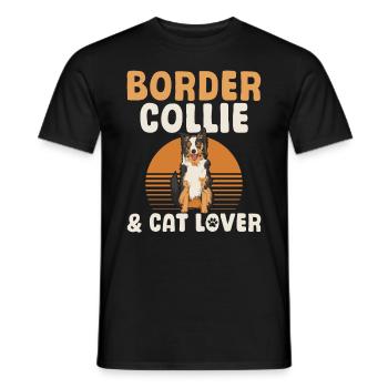 Border Collie & Cat Lover - Border Collie - Men's T-Shirt - black - Front - AI Model Male 178 light (178cm)