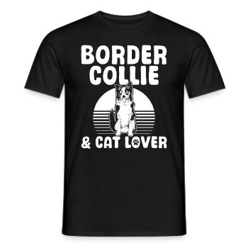 Border Collie & Cat Lover - Border Collie Dog - Men's T-Shirt - black - Front - AI Model Male 178 light (178cm)