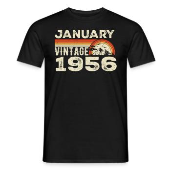 January 1956 Vintage Birthday 1956, Born in 1956 - Men's T-Shirt - black - Front - AI Model Male 178 light (178cm)