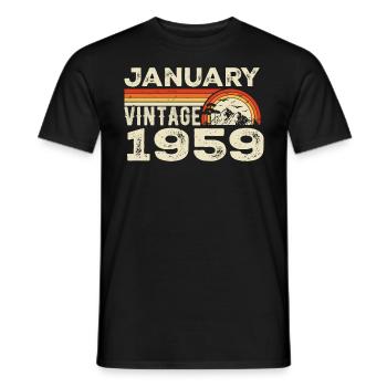 Janvier 1959 Vintage Anniversaire 1959, Né en 1959 - T-shirt homme - noir - Devant - AI Model Male 178 light (178cm)