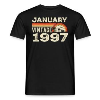 Janvier 1997 Vintage Anniversaire 1997, Né en 1997 - T-shirt homme - noir - Devant - AI Model Male 178 light (178cm)