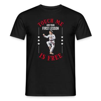 Touch me and your first lesson is free - Karate - Men's T-Shirt - black - Front - AI Model Male 178 light (178cm)