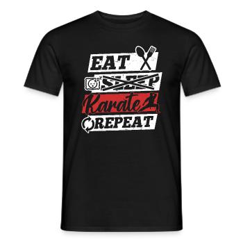 Karate Fighter Karate Martial Arts - Eat Sleep - Men's T-Shirt - black - Front - AI Model Male 178 light (178cm)