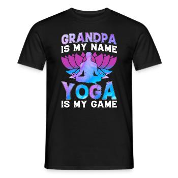 Papi est mon nom Le yoga est mon jeu - Yoga - T-shirt homme - noir - Devant - AI Model Male 178 light (178cm)