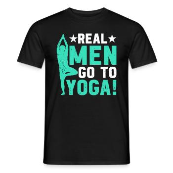 Funny Yoga Meditation - Real men go to yoga - Männer T-Shirt - Schwarz - Vorne - AI Model Male 178 light (178cm)
