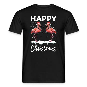 Happy Christmas - Pink Flamingo Flamingo Lover - Men's T-Shirt - black - Front - AI Model Male 178 light (178cm)