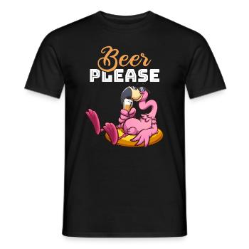 Funny Flamingo Beer - Funny Flamingo Beer please - Men's T-Shirt - black - Front - AI Model Male 178 light (178cm)