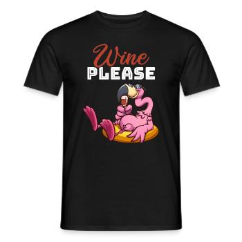 Funny Flamingo Wine - Funny Flamingo Wine please - Men's T-Shirt - black - Front - AI Model Male 178 light (178cm)