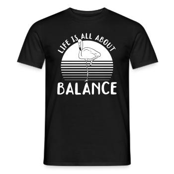 Life Is All About Balance - Pink Flamingo Lover - Men's T-Shirt - black - Front - AI Model Male 178 light (178cm)