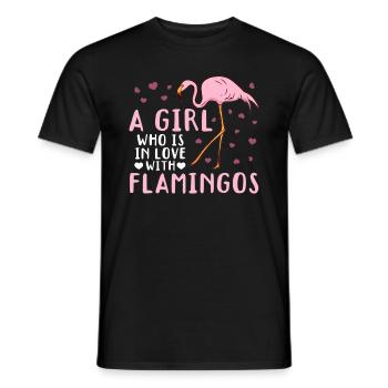 Une fille amoureuse des flamants roses - Flamingo - T-shirt homme - noir - Devant - AI Model Male 178 light (178cm)