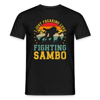 Sambo Martial Arts - I just freaking love fighting - Männer T-Shirt - Schwarz - Vorne - AI Model Male 178 light (178cm)