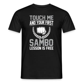 Funny Sambo - Touch me et ta première leçon de Sambo - T-shirt homme - noir - Devant - AI Model Male 178 light (178cm)