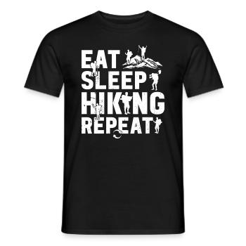 Eat Sleep Hiking Repeat - Mountain Hiking Lover - Men's T-Shirt - black - Front - AI Model Male 178 light (178cm)