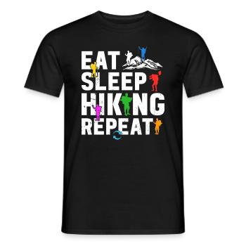 Eat Sleep Hiking Repeat - Adventure Hiking Lover - Men's T-Shirt - black - Front - AI Model Male 178 light (178cm)