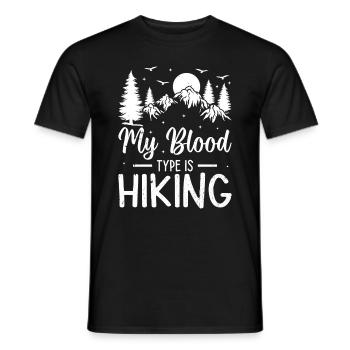 Amateur de randonnée en plein air - Mon groupe sanguin est Randonnée - T-shirt homme - noir - Devant - AI Model Male 178 light (178cm)