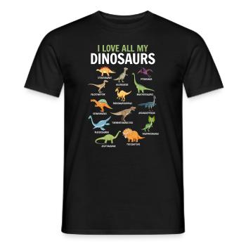 T-Rex Dinosaur Lover - I love all my dinosaurs - Men's T-Shirt - black - Front - AI Model Male 178 light (178cm)