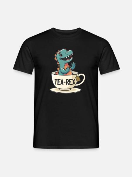 Funny Dinosaur Tea-Rex Dinosaur - Men's T-Shirt - black