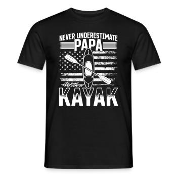 Never underestimate Papa with a kayak - Kayaker - Men's T-Shirt - black - Front - AI Model Male 178 light (178cm)