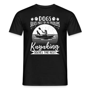 Dogs Solve Most Of My Problems Kayaking Solves The - Men's T-Shirt - black - Front - AI Model Male 178 light (178cm)