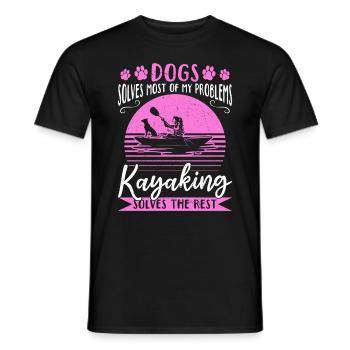 Dogs Solve Most Of My Problems Kayaking Solves The - Men's T-Shirt - black - Front - AI Model Male 178 light (178cm)