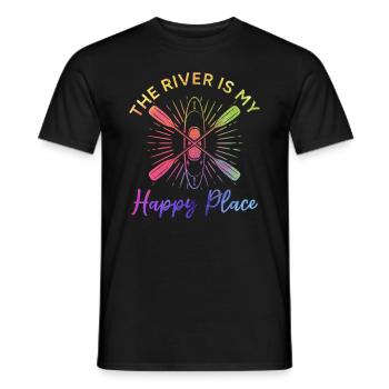 Kayaking Lover Kayaker - The river is my happy - Men's T-Shirt - black - Front - AI Model Male 178 light (178cm)