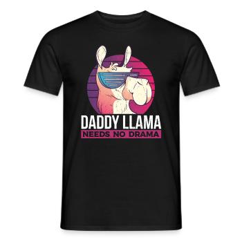 Daddy Llama Needs No Drama - Funny Llama Dad - Männer T-Shirt - Schwarz - Vorne - AI Model Male 178 light (178cm)