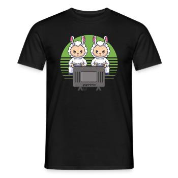 Funny Llama gaming Video Gaming Funny Gaming Llama - Men's T-Shirt - black - Front - AI Model Male 178 light (178cm)