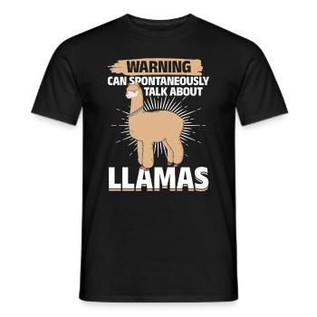 Llama Lover - Warning can spontaneously talk about - Männer T-Shirt - Schwarz - Vorne - AI Model Male 178 light (178cm)