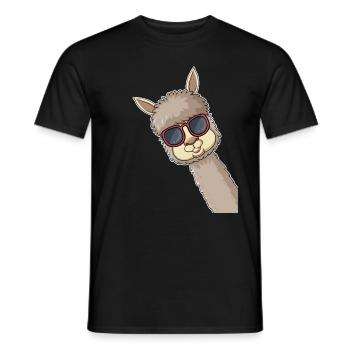 Funny Llama sunglasses Llama Lover Funny Alpaca - Men's T-Shirt - black - Front - AI Model Male 178 light (178cm)
