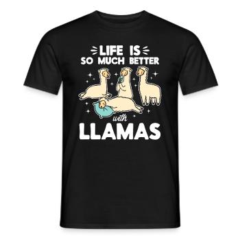 Life is so much better with Llamas - Llama Lover - Men's T-Shirt - black - Front - AI Model Male 178 light (178cm)