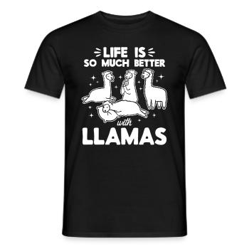 Llama Alpaca - Life is so much better with Llamas - Männer T-Shirt - Schwarz - Vorne - AI Model Male 178 light (178cm)